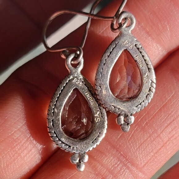 Prasiolite teardrop 925 sterling silver dangle earrings - Picture 4 of 16